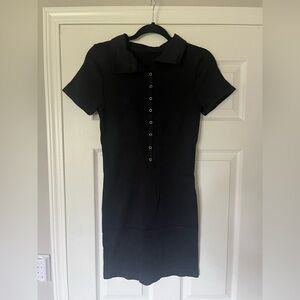 NEW OQQ Black Bodycon Tummy Control Ribbed Dress